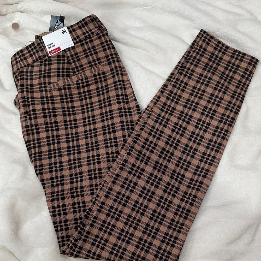 Express women's Tan and Black Plaid Chinos
